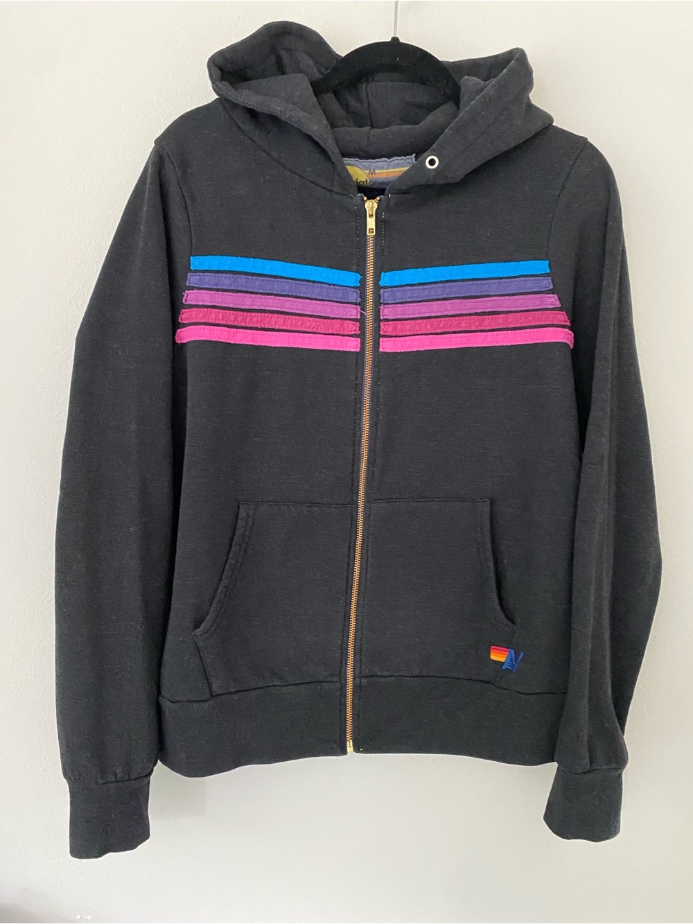 Aviator Nation 5 Striped Hoodie Medium Full Zip